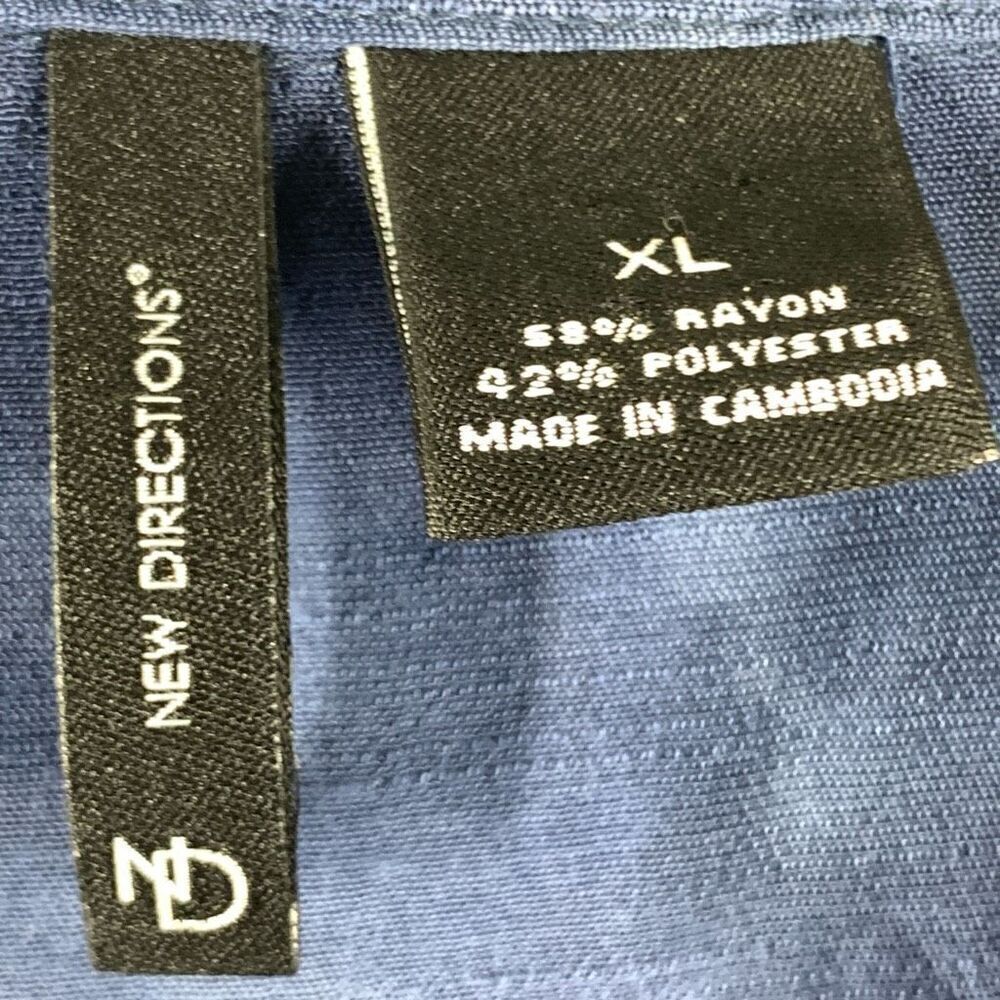 New Directions Womens Tie Dyed Split Neck Roll Tab Sleeve Blouse Blue Size XL - Picture 7 of 7